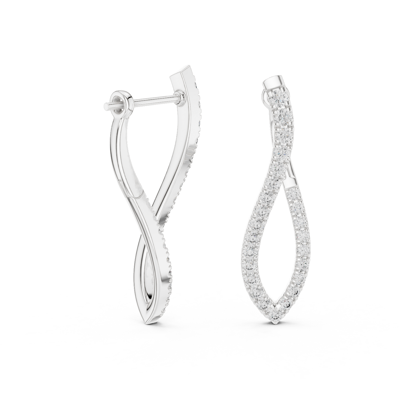 Navette Shape Diamond Hoop Earrings for Women | Modern Luxury Style | Marquise Cut Diamond Hoop Earrings in  925 Sterling Silver – Luxury Twisted Navette Design