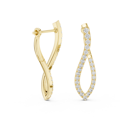 Navette Shape Diamond Hoop Earrings for Women | Modern Luxury Style | Marquise Cut Diamond Hoop Earrings in  925 Sterling Silver – Luxury Twisted Navette Design