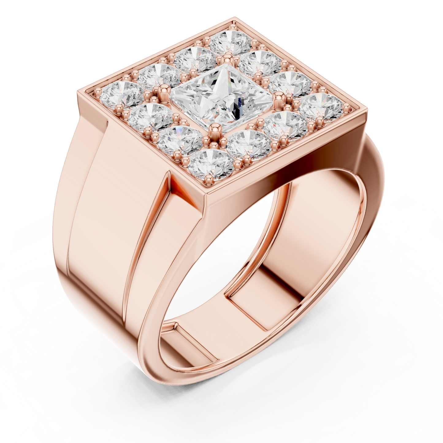 Dynasty Square Halo Ring - Masculine Diamond Luxury Build - Premium Engagement Band For Men