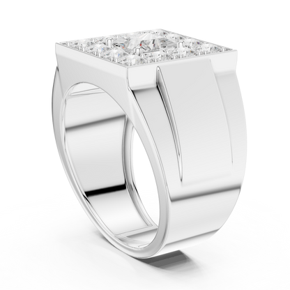 Dynasty Square Halo Ring - Masculine Diamond Luxury Build - Premium Engagement Band For Men