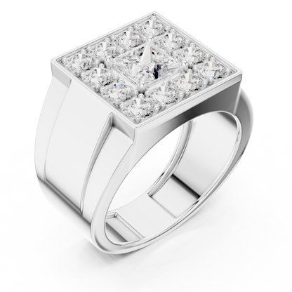 Dynasty Square Halo Ring - Masculine Diamond Luxury Build - Premium Engagement Band For Men