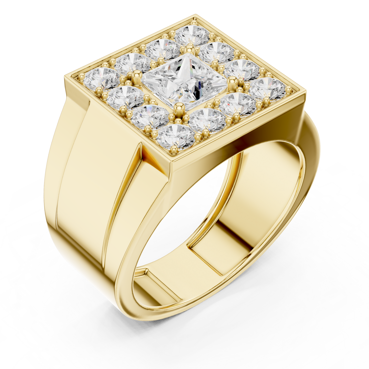 Dynasty Square Halo Ring - Masculine Diamond Luxury Build - Premium Engagement Band For Men