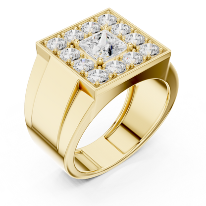 Dynasty Square Halo Ring - Masculine Diamond Luxury Build - Premium Engagement Band For Men