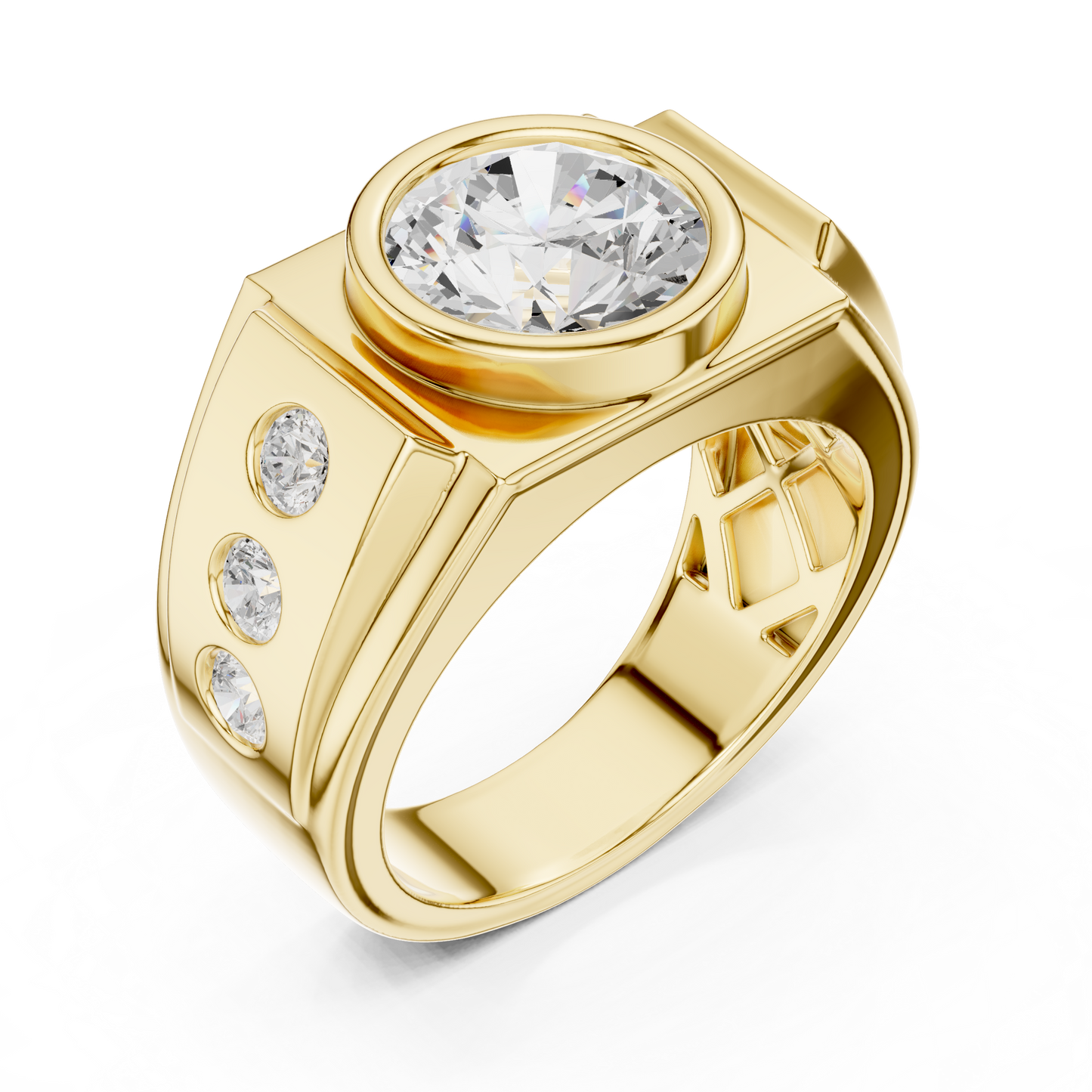 Titan Bezel Diamond Ring | Men’s Bold Luxury Band | Modern Solitaire Power Engagement Design
