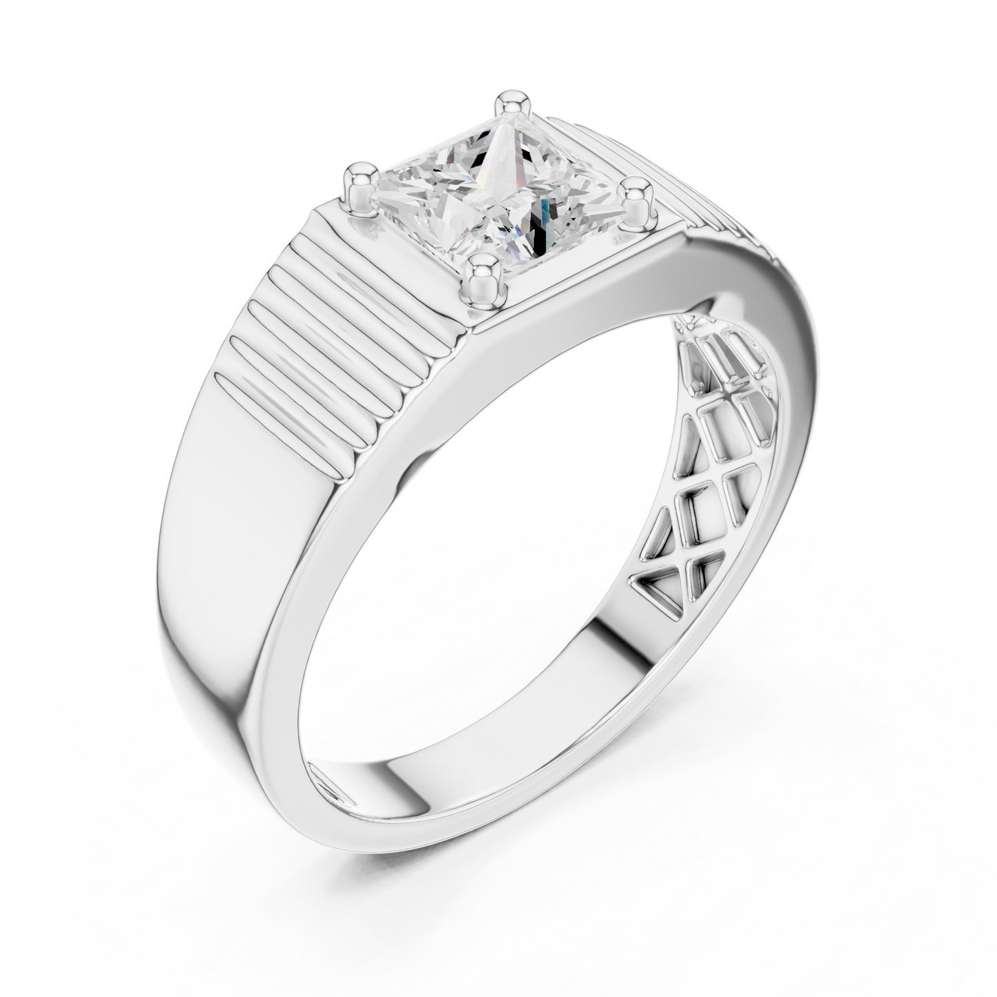 Noble Axis Diamond Ring | Precision Crafted Silver Band | High Impact Engagement Power Jewelry