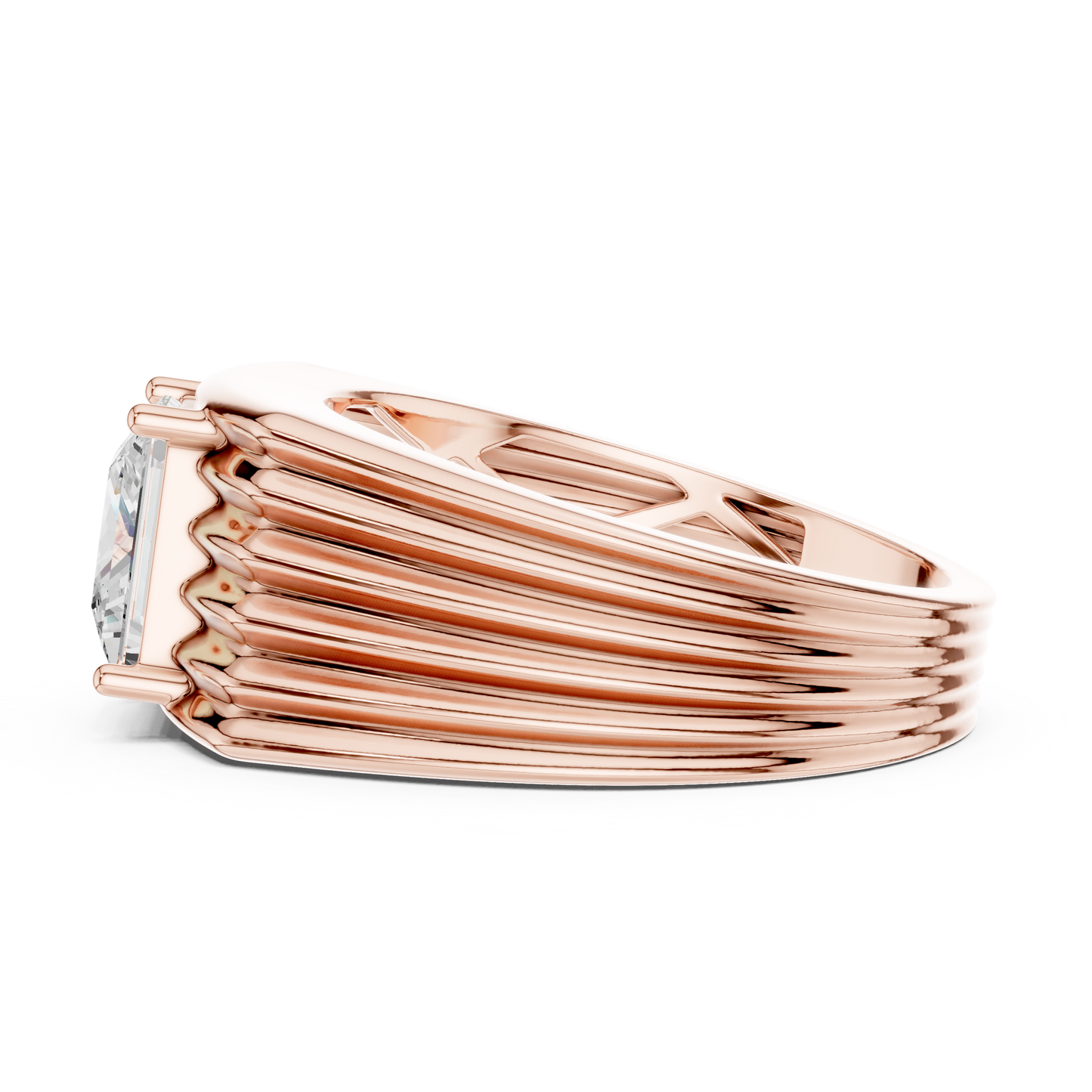 Princess Cut Power Ring - Heavy Gold Masculine Look - Designed For Modern Royalty