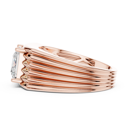 Princess Cut Power Ring - Heavy Gold Masculine Look - Designed For Modern Royalty