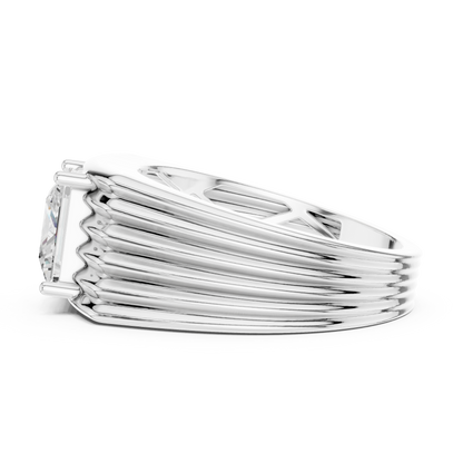 Princess Cut Power Ring - Heavy Gold Masculine Look - Designed For Modern Royalty