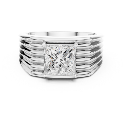Princess Cut Power Ring - Heavy Gold Masculine Look - Designed For Modern Royalty