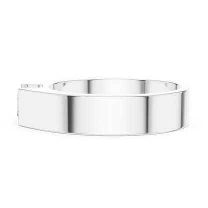 Wide band diamond design reflects leadership stability passion unity and premium craftsmanship values