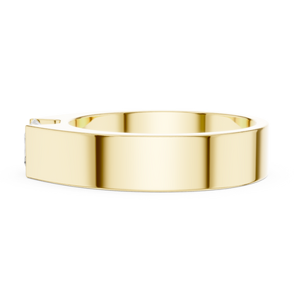 Wide band diamond design reflects leadership stability passion unity and premium craftsmanship values