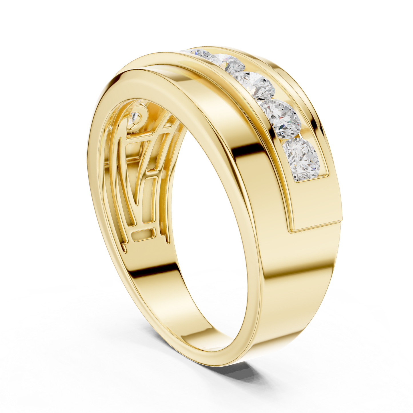 Masculine diamond band design - Heavy gold premium craft - Power confidence and timeless class