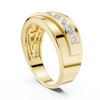 Masculine diamond band design - Heavy gold premium craft - Power confidence and timeless class