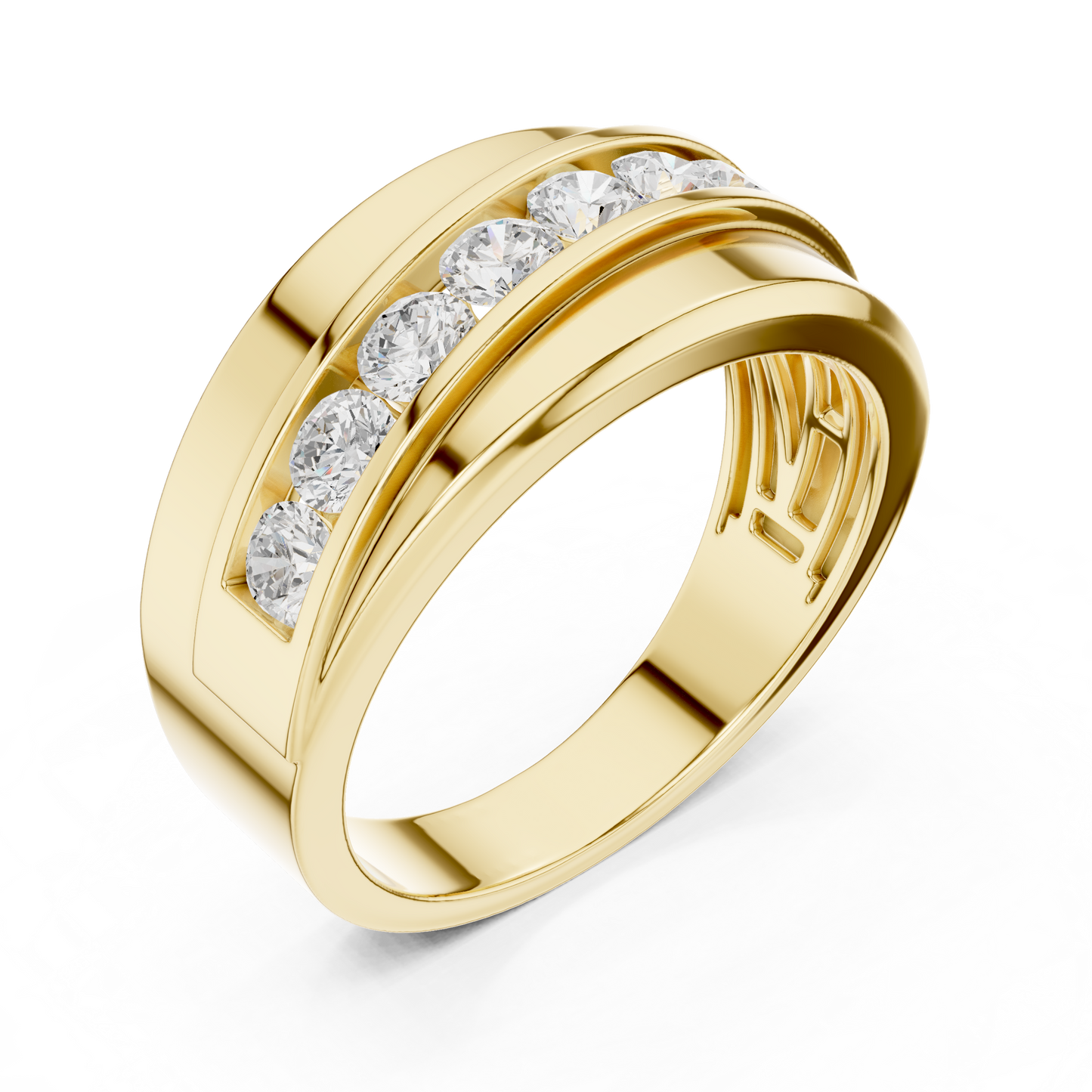 Masculine diamond band design - Heavy gold premium craft - Power confidence and timeless class