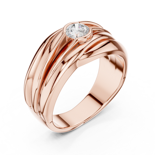 Pure metal mastery / fluid sculpted form / diamond centered strength for life / bold flowing design