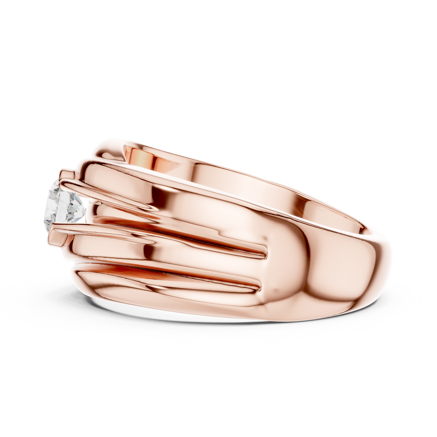 Pure metal mastery / fluid sculpted form / diamond centered strength for life / bold flowing design