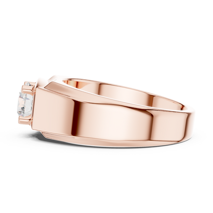 Monarch Crest Solitaire Ring – Commanding Men’s Diamond Band in Sculpted Silver Authority