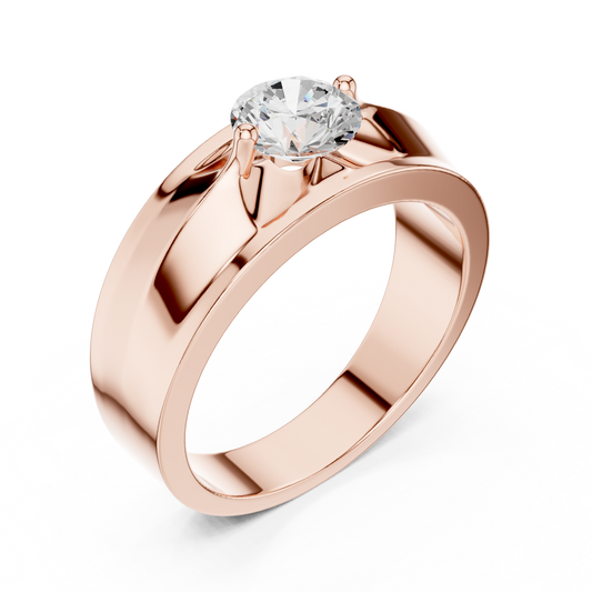 Obsidian Crown Solitaire Ring | Architectural Gold Strength Band | Bold Diamond Expression for Fearless Style