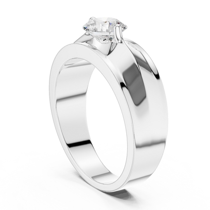 Obsidian Crown Solitaire Ring | Architectural Silver Strength Band | Bold Diamond Expression for Fearless Style