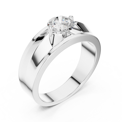 Obsidian Crown Solitaire Ring | Architectural Silver Strength Band | Bold Diamond Expression for Fearless Style