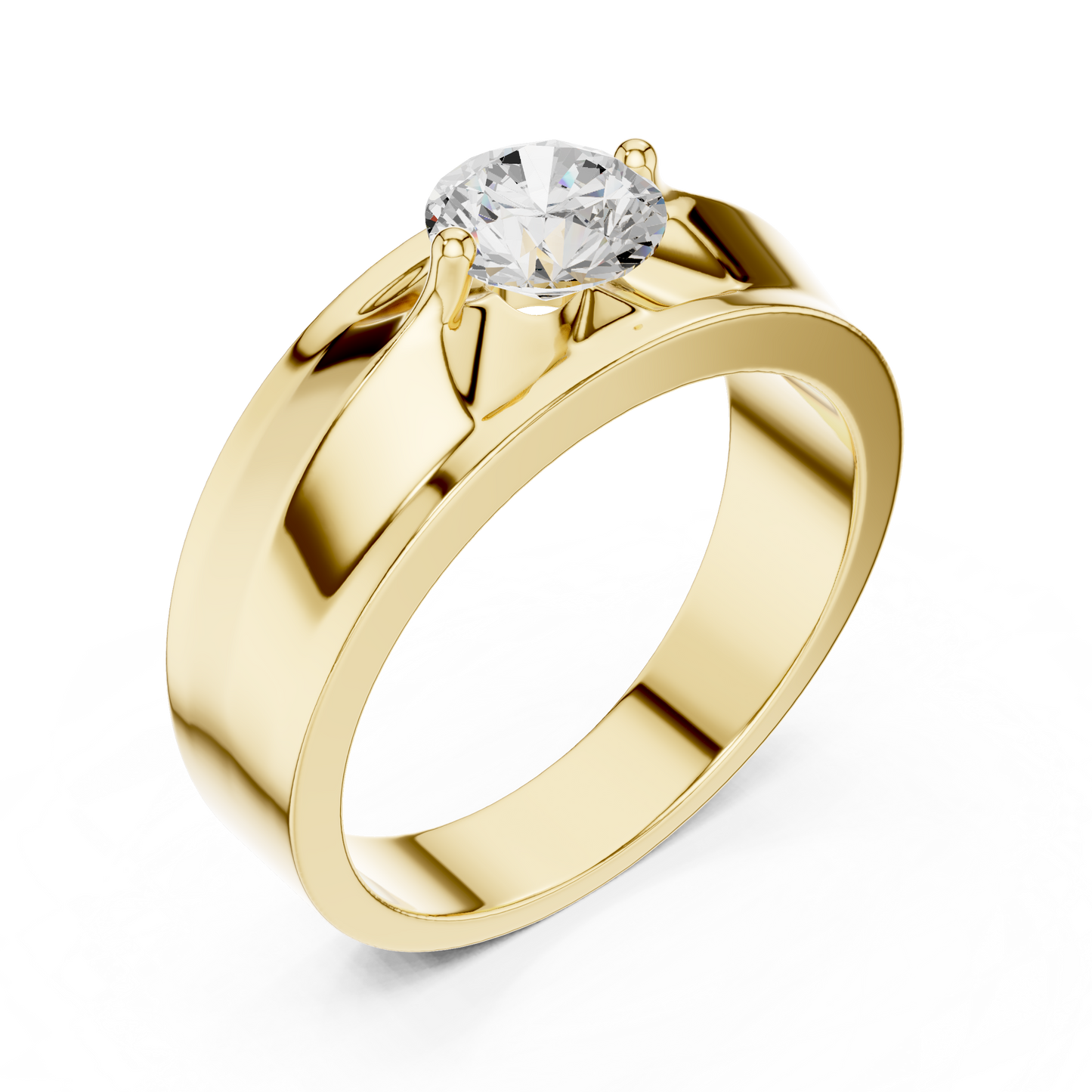 Obsidian Crown Solitaire Ring | Architectural Silver Strength Band | Bold Diamond Expression for Fearless Style