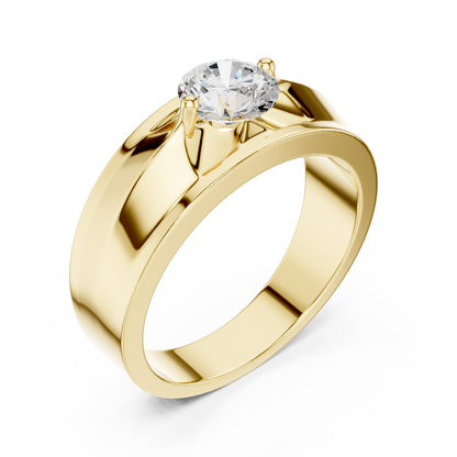 Obsidian Crown Solitaire Ring | Architectural Silver Strength Band | Bold Diamond Expression for Fearless Style