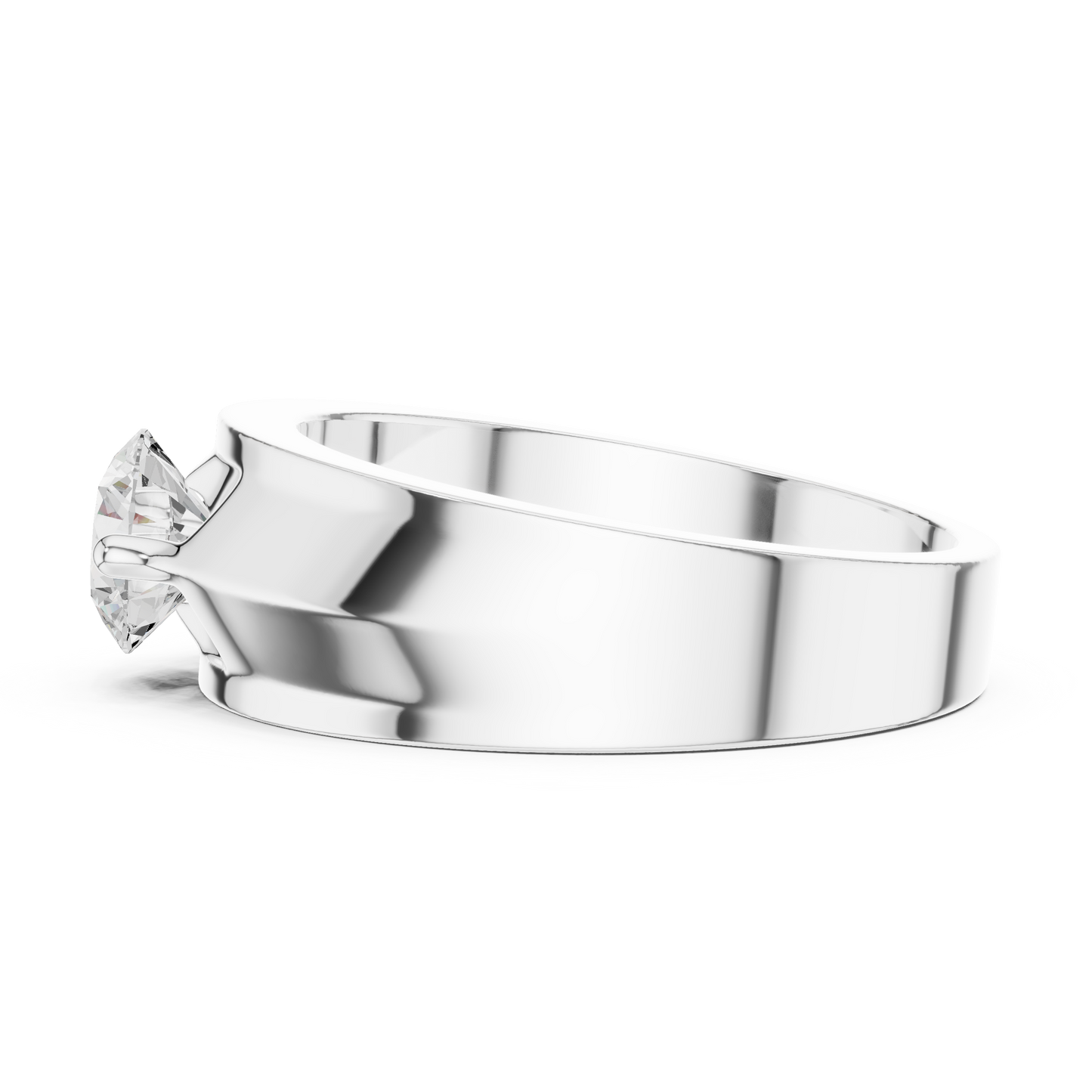 Obsidian Crown Solitaire Ring | Architectural Silver Strength Band | Bold Diamond Expression for Fearless Style