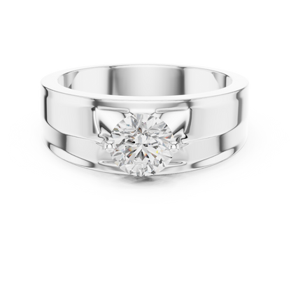 Obsidian Crown Solitaire Ring | Architectural Silver Strength Band | Bold Diamond Expression for Fearless Style