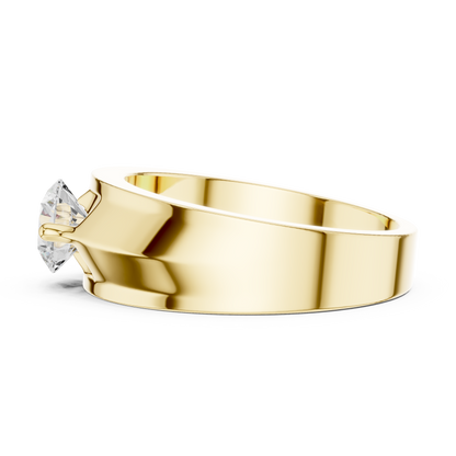 Obsidian Crown Solitaire Ring | Architectural Silver Strength Band | Bold Diamond Expression for Fearless Style