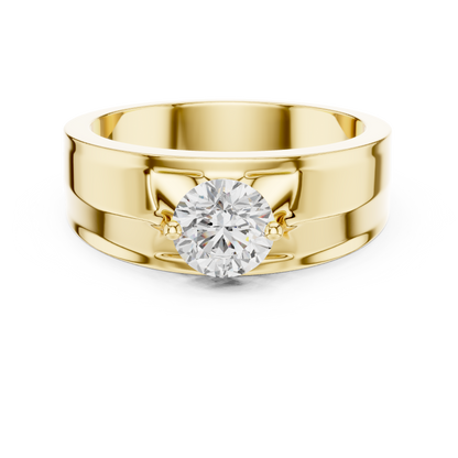 Obsidian Crown Solitaire Ring | Architectural Silver Strength Band | Bold Diamond Expression for Fearless Style