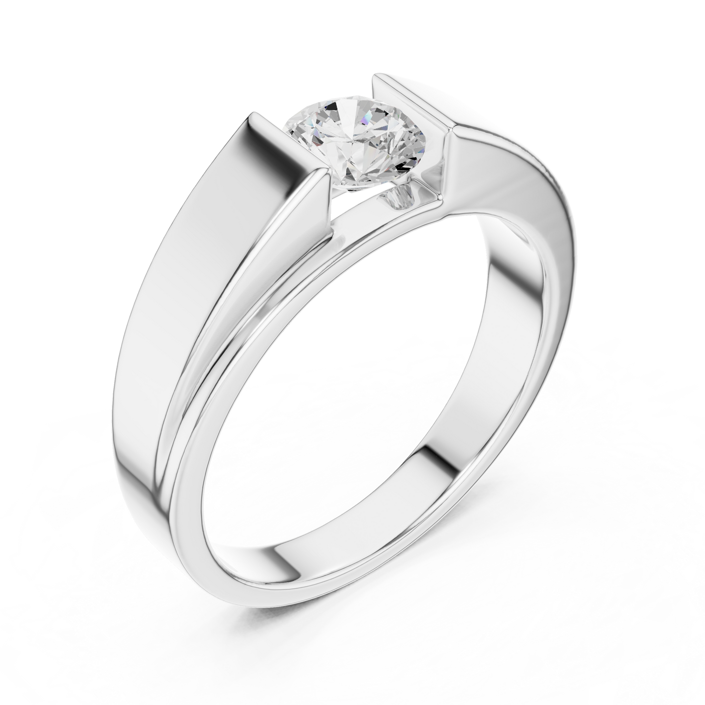 Classic Solitaire Diamond Ring | Masculine Men’s Luxury Band | Timeless Modern Engagement Jewelry