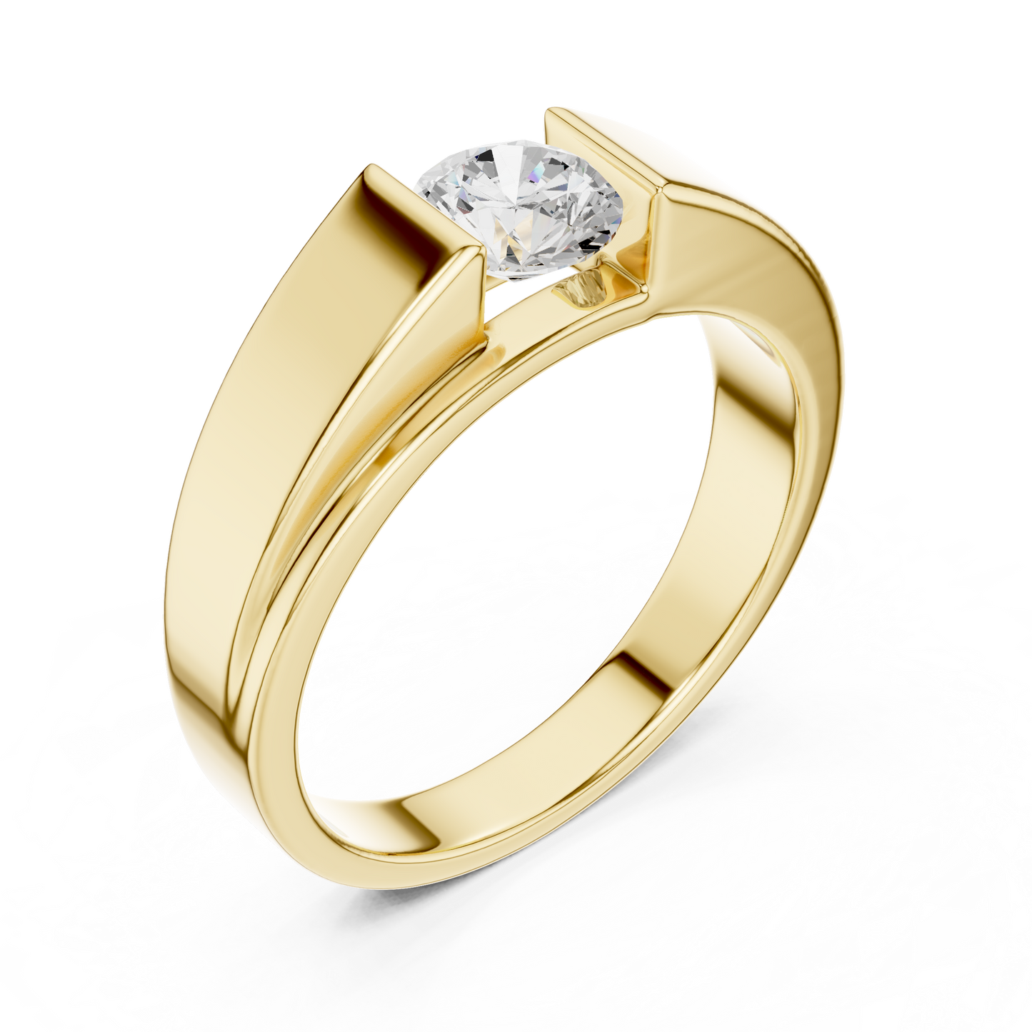 Classic Solitaire Diamond Ring | Masculine Men’s Luxury Band | Timeless Modern Engagement Jewelry