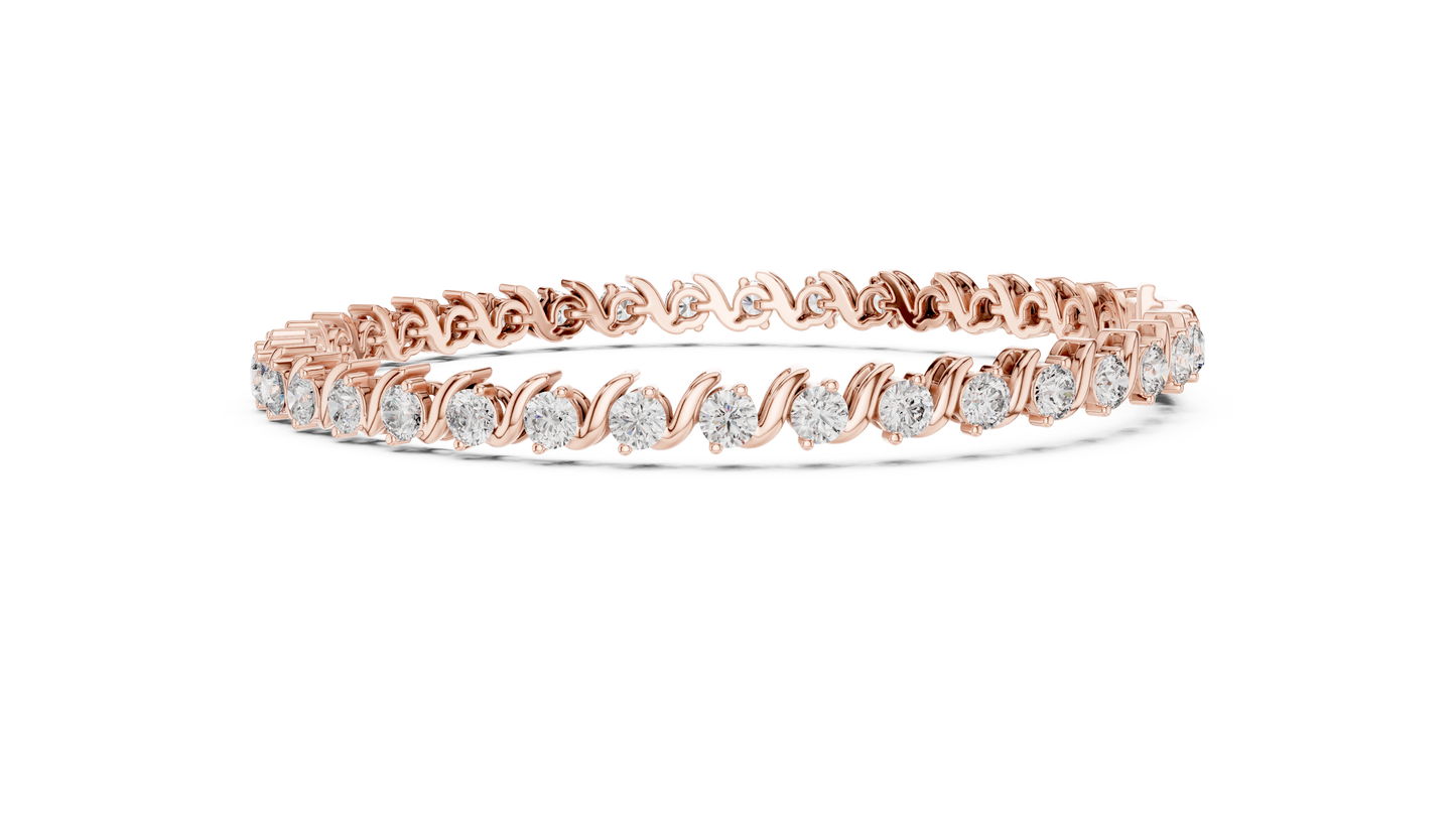 Masterpiece Diamond Tennis Bracelet - Rose White Yellow Gold Exclusive Bridal Luxury Gift