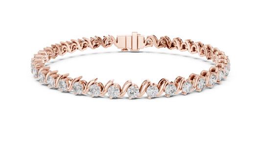 Masterpiece Diamond Tennis Bracelet - Rose White Yellow Gold Exclusive Bridal Luxury Gift