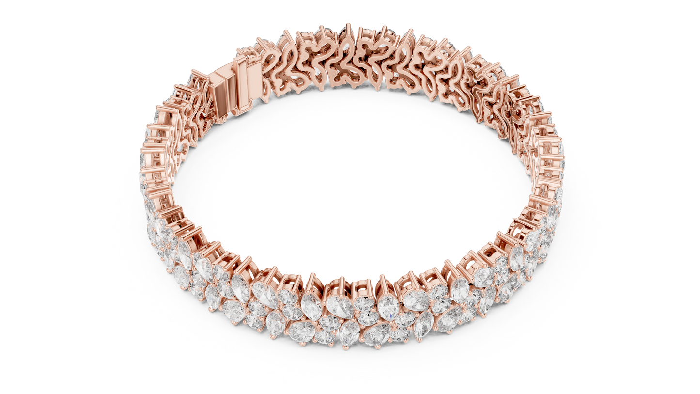 Wedding Diamond Tennis Bracelet | Silver Gold Plated | Bridal Luxury Fine Jewelry Statement