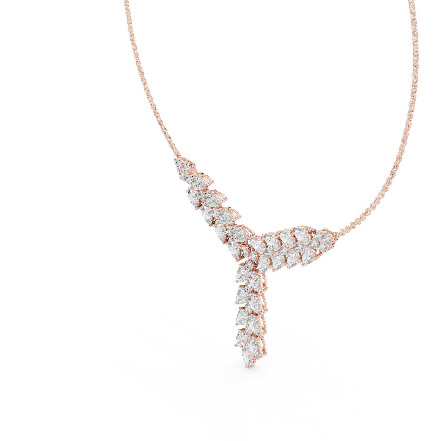 Stunning diamond leaf necklace - modern Silver statement piece - crafted for elegant special moments