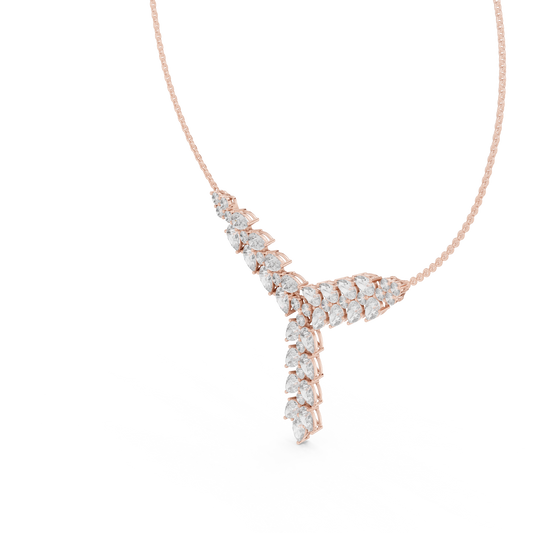 Stunning diamond leaf necklace - modern gold statement piece - crafted for elegant special moments