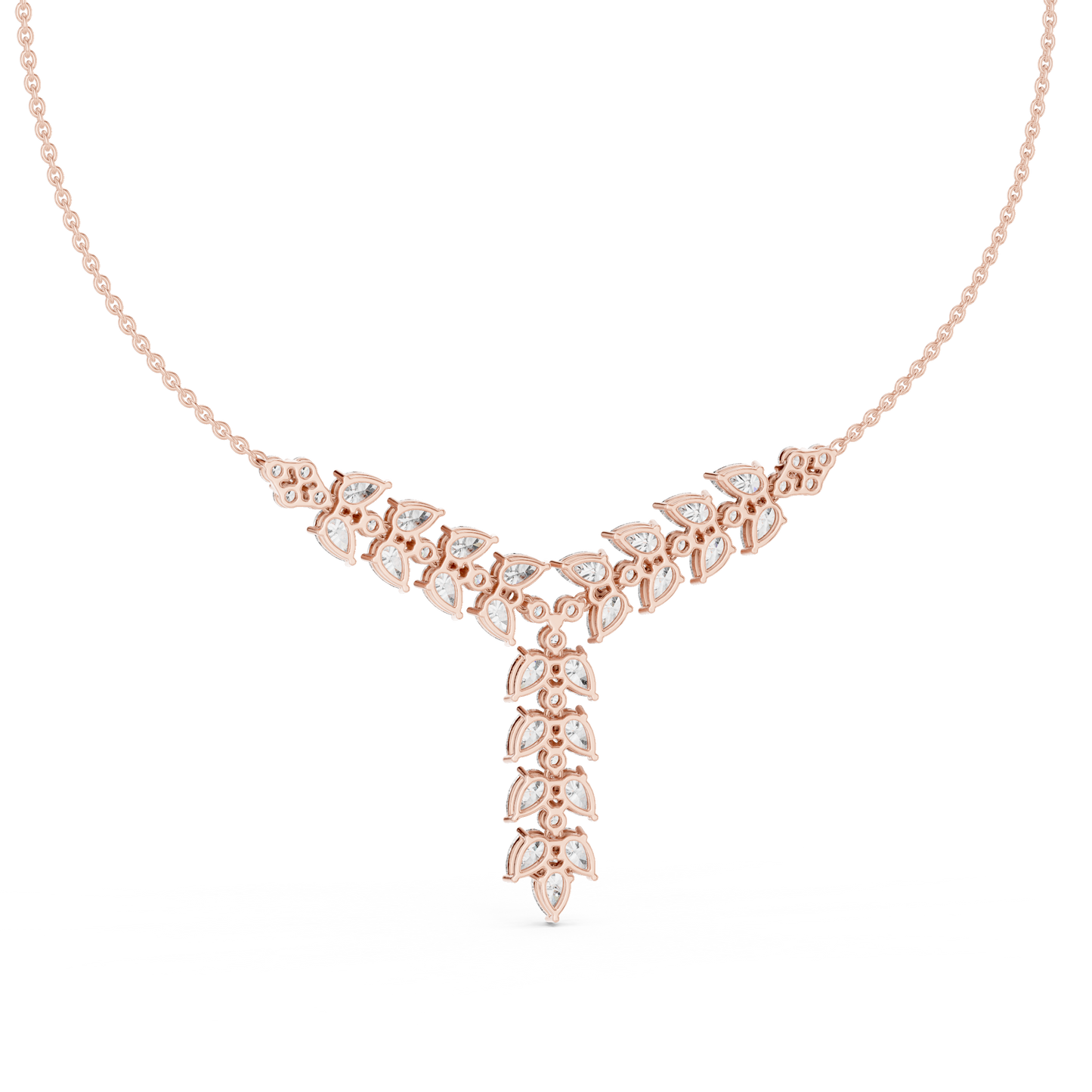 Stunning diamond leaf necklace - modern Silver statement piece - crafted for elegant special moments