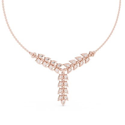 Stunning diamond leaf necklace - modern Silver statement piece - crafted for elegant special moments