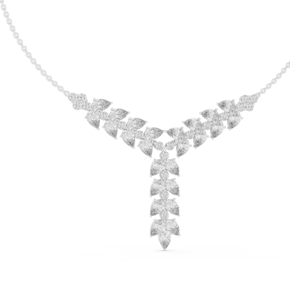 Stunning diamond leaf necklace - modern Silver statement piece - crafted for elegant special moments