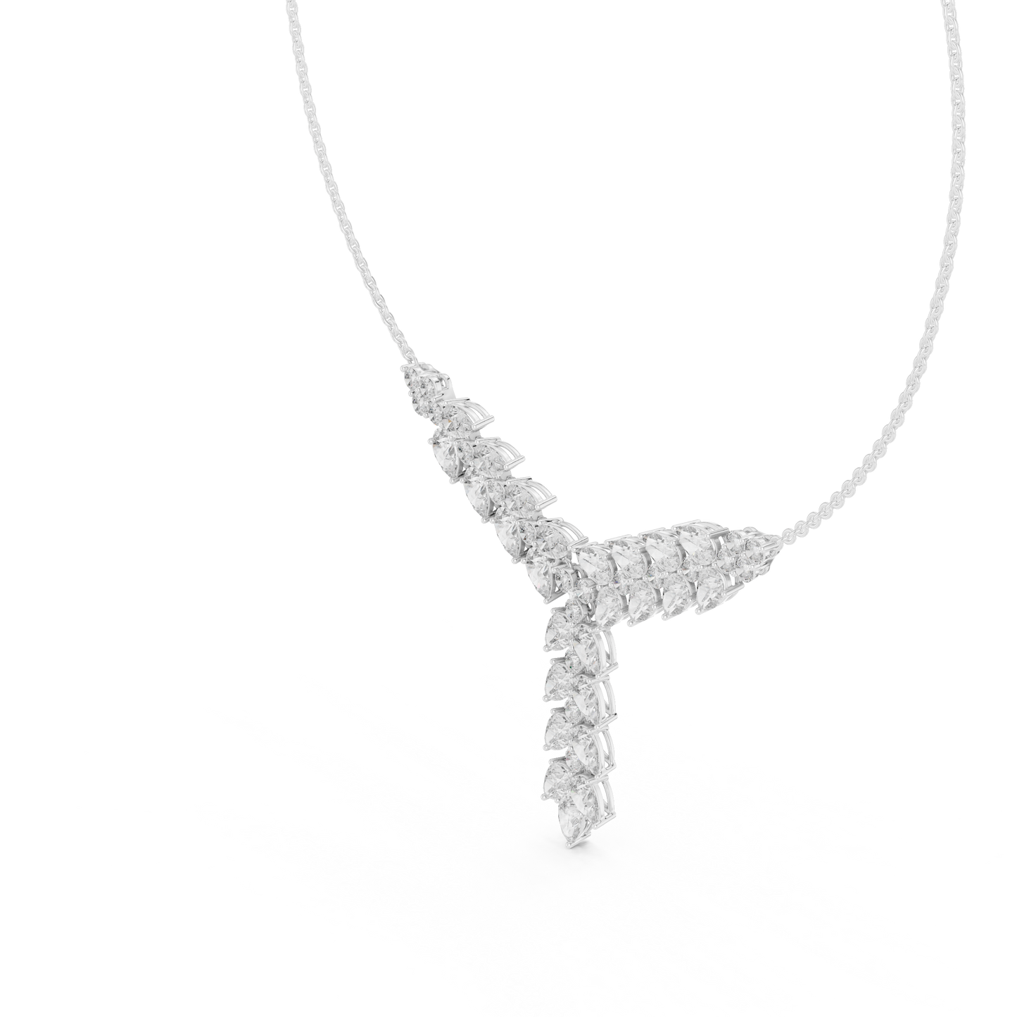 Stunning diamond leaf necklace - modern Silver statement piece - crafted for elegant special moments