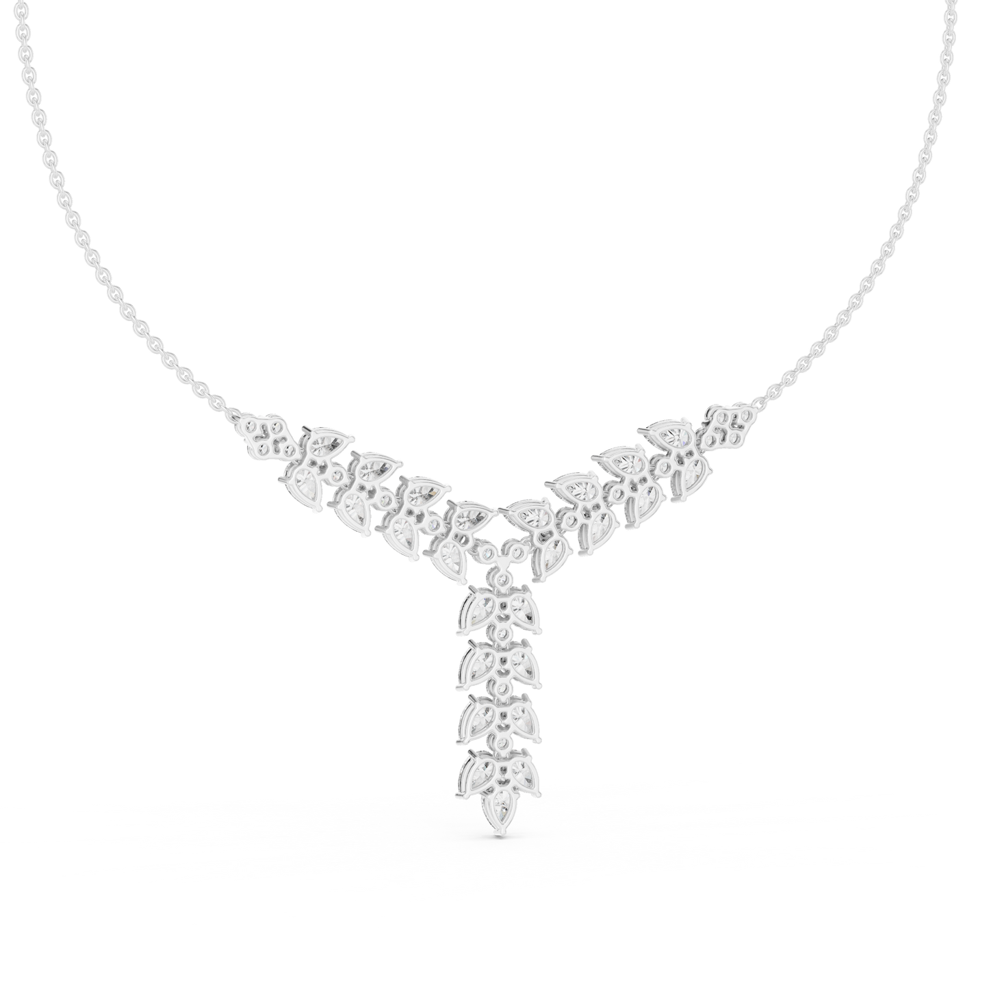 Stunning diamond leaf necklace - modern Silver statement piece - crafted for elegant special moments