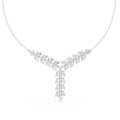 Stunning diamond leaf necklace - modern Silver statement piece - crafted for elegant special moments