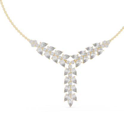 Stunning diamond leaf necklace - modern Silver statement piece - crafted for elegant special moments
