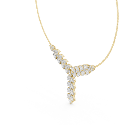 Stunning diamond leaf necklace - modern Silver statement piece - crafted for elegant special moments
