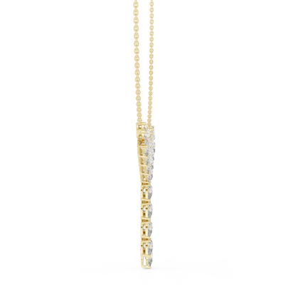 Stunning diamond leaf necklace - modern Silver statement piece - crafted for elegant special moments