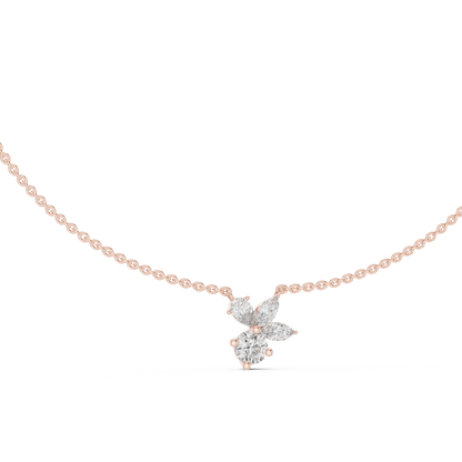 Charming diamond flower necklace - grace meets daily elegance - crafted in fine Silver beauty