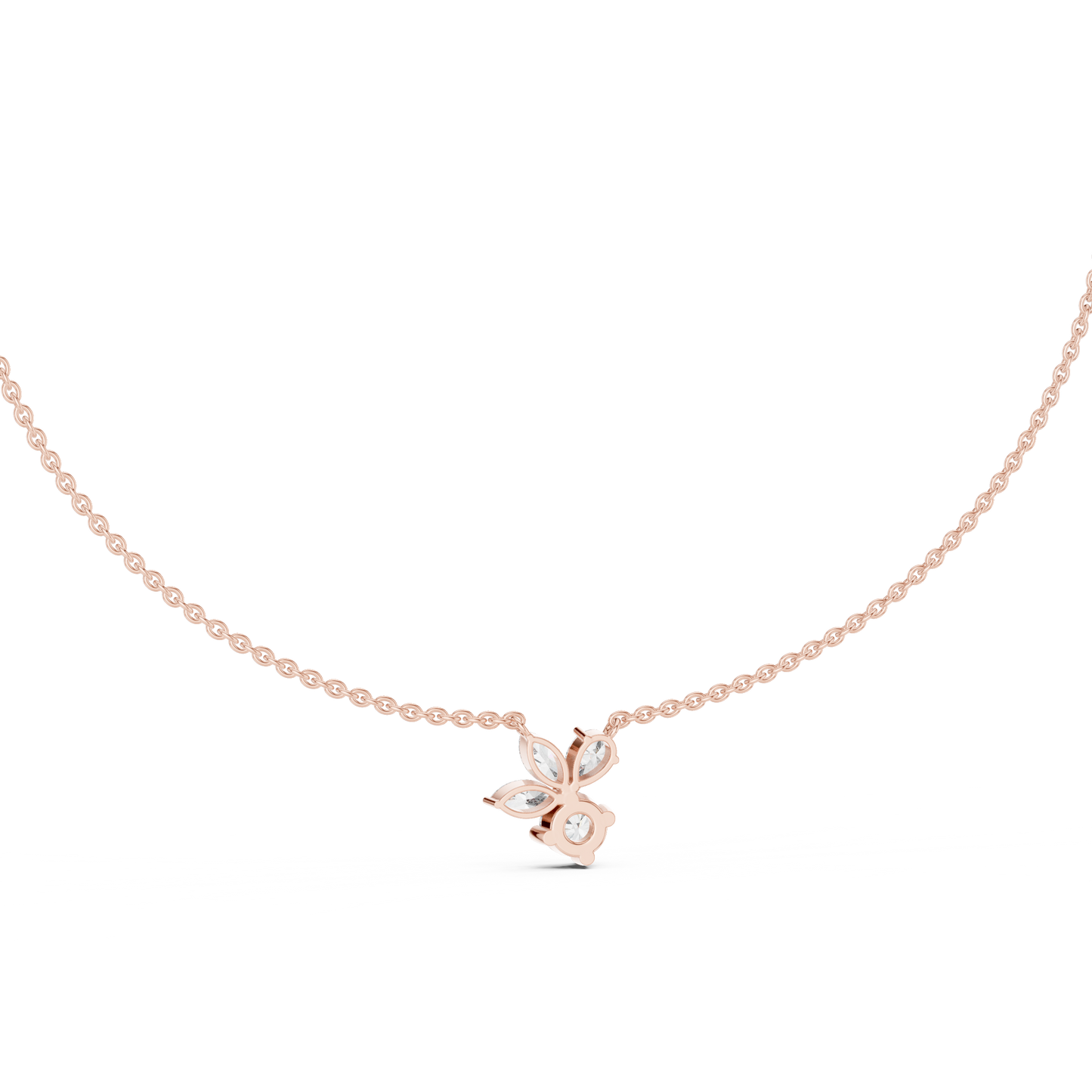 Charming diamond flower necklace - grace meets daily elegance - crafted in fine Silver beauty