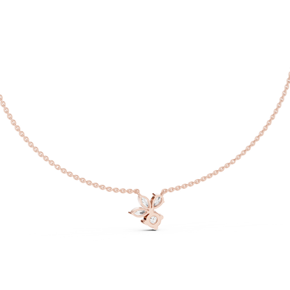 Charming diamond flower necklace - grace meets daily elegance - crafted in fine Silver beauty