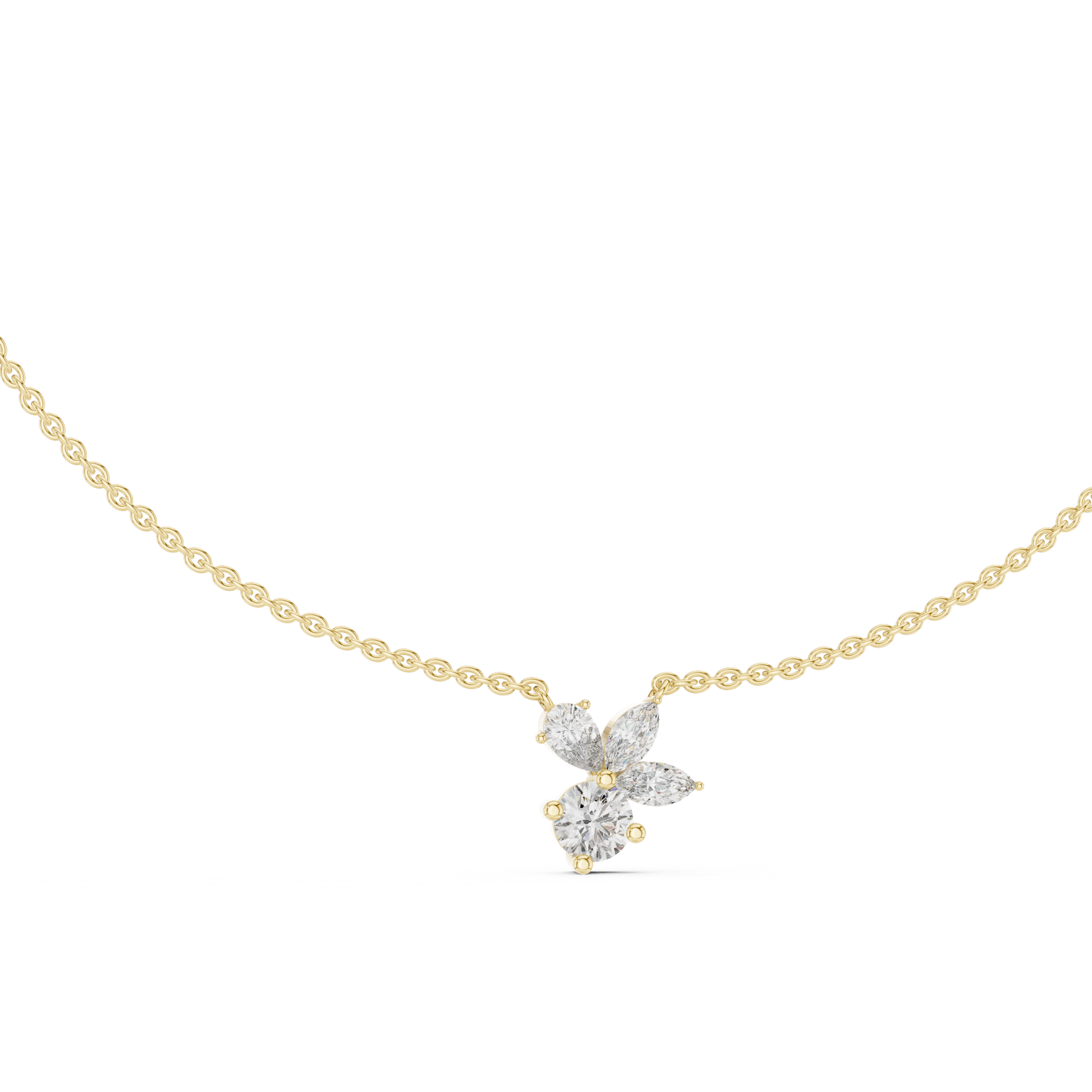 Charming diamond flower necklace - grace meets daily elegance - crafted in fine Silver beauty